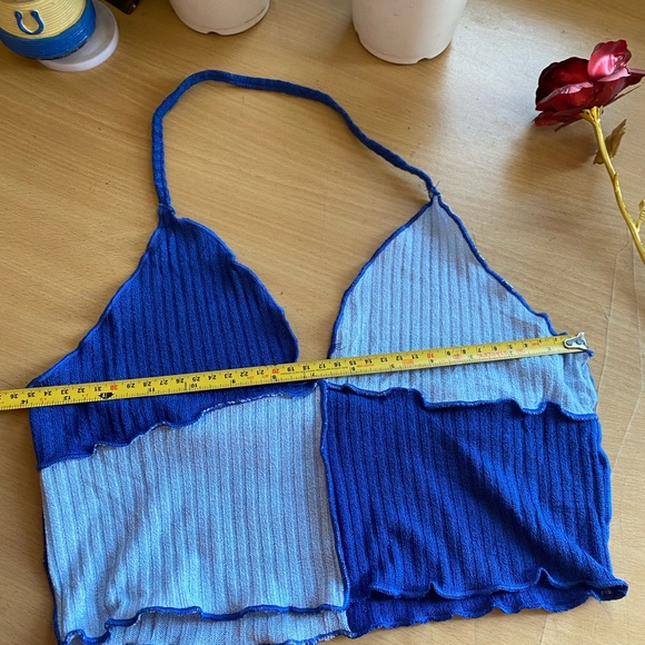 SHEIN EZwear Lettuce Trim Colorblock Halter Top Size -medium - Picture 5 of 5